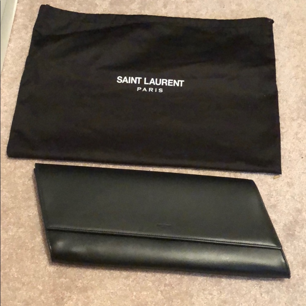 YSL Black Diagonal Clutch